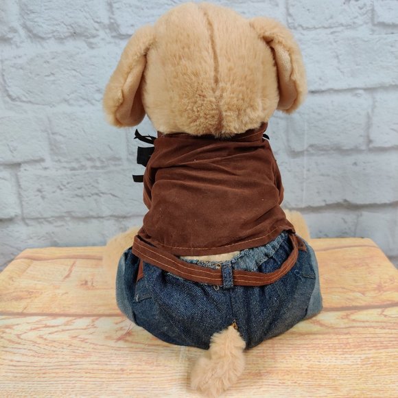 The Bear Labrador Lab Golden Retriever Dog Western Clothing Plush Stuffed Toy - Picture 3 of 12